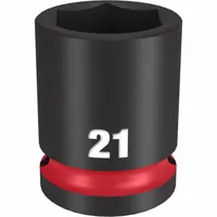MILWAUKEE Standard Impact Socket: 1/2 in Drive Size, Metric, 21 mm Socket Size, 6-Point, Std (MPN 49-66-6253)