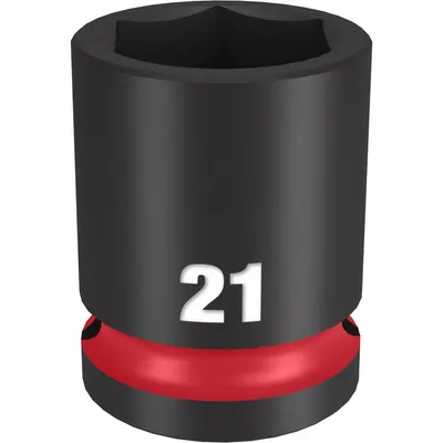 MILWAUKEE Standard Impact Socket: 1/2 in Drive Size, Metric, 21 mm Socket Size, 6-Point - 1/2" Drive Impact Sockets