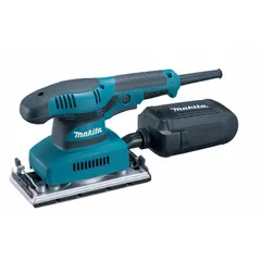 This corded sheet sander operates at a fixed speed of 11,000 RPM for consistent material removal. It features a clamp-type paper attachment system and an extended grip for control. Suitable for sanding wood, metal, and painted surfaces in woodworking, cabinetry, and automotive refinishing.