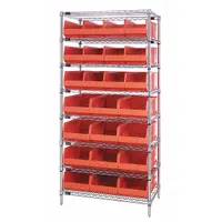 QUANTUM STORAGE SYSTEMS Bin Shelving: 36 in x 21 in x 74 in, 1 Sided, 24 Bins, Open, Shelf Bin (MPN WR8-483485OR)