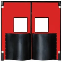 Swinging Door: Polyethylene, 2 Doors, Red, 6 ft Door Wd, 8 ft Door Ht, Window Included, 1 PR (MPN 7296XDRED)