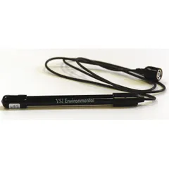 This pH/temperature probe from YSI measures pH from -2 to 16 pH units. It features a spherical plastic tip, single junction, and BNC connection. The 1-meter cable allows flexible placement in laboratory setups. Suitable for general aqueous sample measurement in environmental, educational, and industrial lab settings.