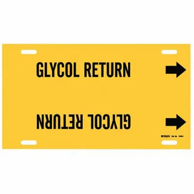 BRADY Glycol Return Strap-On Pipe Marker - Glycol Return Strap-On Pipe Markers