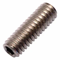 Metric cup point set screw with M4x0.7 thread and 12 mm overall length. Made of titanium with plain finish and socket drive. Used for secure fastening in assemblies where a flush, non-protruding head is required, such as in machinery and instrumentation.
