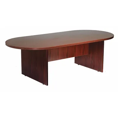 BOSS Conference Table: Racetrack Oval, Melamine/PVC, Mahogany, 71 in Overall Lg - Oval Conference Tables