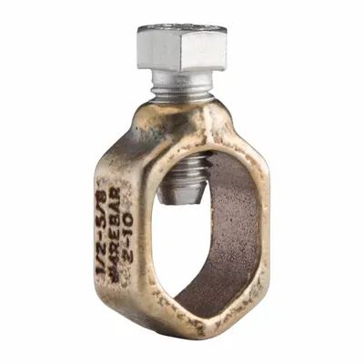 NVENT ERICO Grounding Connector: Bronze, 8 AWG SOL to 2 AWG STR Grounding Wire Size - Ground Rod Clamps