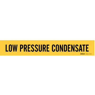 BRADY Pipe Marker: Low Pressure Condensate, Yellow, Black - Low Pressure Condensate Adhesive Pipe Markers