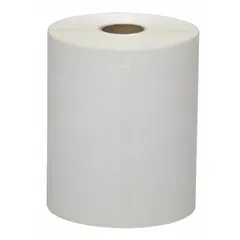 Thermal transfer precut label roll measuring 4 inches by 6 inches, containing 220 labels with rubber adhesive. Compatible with 450/550/550 Turbo/5XL printer series. Used for industrial identification, asset tracking, barcode labeling, and inventory management.