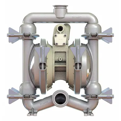 VERSAMATIC Double Diaphragm Pump: 316 Stainless Steel, 1 1/2 in, Tri-Clamp, 71 gpm - FDA-Compliant AODD Pumps