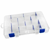 FLAMBEAU Compartment Box: 10 7/8 in x 7 1/4 in x 1 3/4 in, Clear, 24 Compartments, 10 Adj Dividers (MPN 4007)
