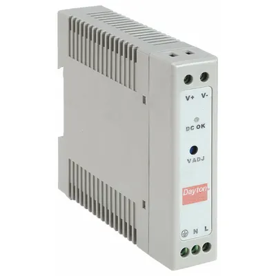 DAYTON DC Power Supply: DIN Rail, 30 W Output Power - Rated, 2.5 A Current - Output - DIN Rail Mount DC Power Supplies