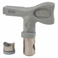 Airless spray gun tip with 0.021 in orifice size, designed for use with GRACO XHD001 model and XTR series. Gray finish. Suitable for applying coatings in industrial finishing tasks where a consistent spray pattern is required