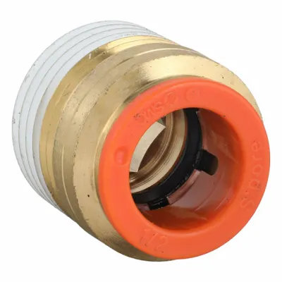 SMC KQ2S13-37AS Push-to-Connect x MNPT Brass Tube Fitting, 1/2" Thread, White - Polybutylene & Brass Tube Fittings