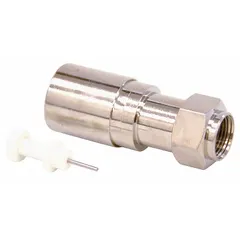 Male F-Type coaxial connector with nickel-plated silver finish. Compression termination for RG-11 cable. Supplied in a 10-pack. Used to terminate coaxial cable in broadband, CATV, and satellite installations.