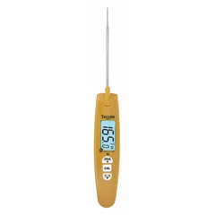 This stem thermometer features an LCD display and is NSF Certified for food safety monitoring. It measures temperatures from 14° to 212°F with ±2°F accuracy. The 1-inch overall length allows for quick temperature checks in commercial kitchen settings.