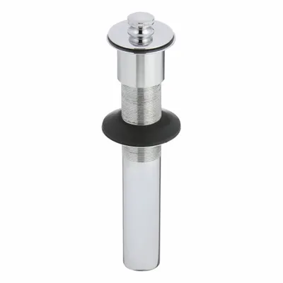 WATCO Sink Drain: Brass, Chrome, 8 in Overall Ht, 2 1/8 in Overall Dia, Slip - Sink Drains with Flip Stopper