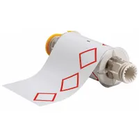 Pre-Cut Label Stock Roll: No Legend, Red GHS/CLP 3B Diamonds, 6 3/32 in x 8 19/64 in, Vinyl, White (MPN 130775)
