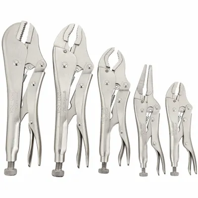 IRWIN Locking Pliers Set: Curved, 2 in_1 1/2 in_1 1/8 in_1 7/8 in Max Jaw Opening - Locking Pliers Sets