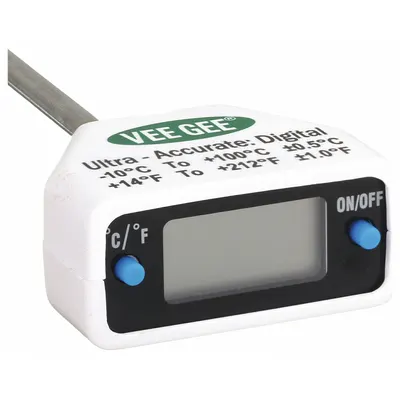 VEE GEE Digital Thermometer: 14°F to 212°F /-10°C to 100°C, ±0.5°C/±1°F - Industrial Digital Pocket Thermometers