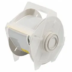 This continuous label roll is made of plastic with a silver gloss finish, rated for outdoor use. It measures 2 1/4 inches by 50 feet and is compatible with the GlobalMark 2 printer series. Suitable for industrial labeling applications requiring durable, weather-resistant identification.