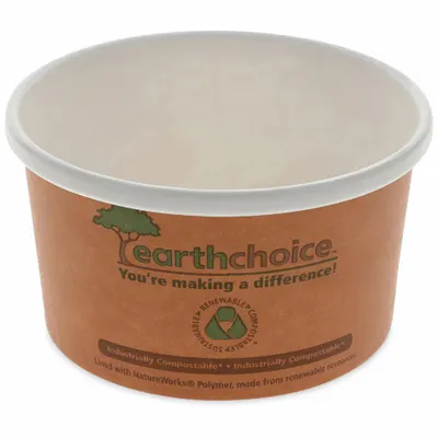 PACTIV Disposable Carry-Out Soup Container: 8 oz Capacity, 2 1/8 in Ht, 3 in Wd - Round Paper Containers