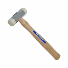 Hard nylon replacement face for hammers, 1-1/4 in diameter with 9/16-12 threaded mounting. Used in industrial maintenance, metalworking, and assembly applications where a non-marring striking surface is required.