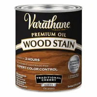 This interior oil-based wood stain in Traditional Cherry provides a semi-transparent satin finish that enhances the natural wood grain. Suitable for use on furniture, trim, and cabinetry. Supplied in a 1-quart container