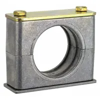 Steel clamp with aluminum cushion for securing single tubing or piping runs. Ribbed bore provides enhanced grip and vibration dampening. Suitable for industrial fluid and pneumatic systems