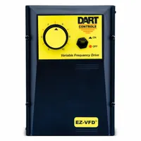This variable frequency drive converts single-phase input to three-phase output for 1 hp motors. It includes a heat sink for thermal management and is suitable for speed control of three-phase equipment such as conveyors, pumps, and fans in industrial settings