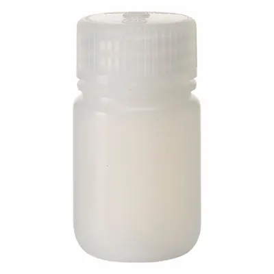 NALGENE Laboratory Bottle: HDPE, 30 mL, 1 fl oz, Closure Included, Natural, 28 mm - HDPE Wide Mouth Round Lab Bottles