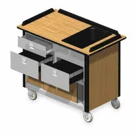 This LAKESIDE portable bar features a light maple finish and two drawers for organized storage. With an overall height of 38 inches, it is suited for hospitality settings such as banquet halls, catering events, or hotel lounges where mobile beverage service is required