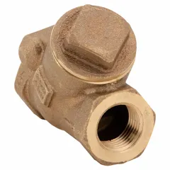 Bronze Y-style swing check valve with 1/4 in pipe size and FNPT x FNPT NPT connections. Designed to allow flow in one direction and prevent backflow in piping systems. Suitable for horizontal or vertical installations in water, oil, and gas applications.