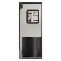 Swinging Door: Polyethylene, 1 Doors, Gray, 3 ft Door Wd, 7 ft Door Ht, Window Included, Textured (MPN 3684RCGR)