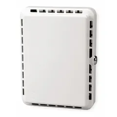 This plastic thermostat guard features a double-wall construction with a solid base and snap-on cover. The off-white guard includes a lock and key for securing thermostats against tampering and unauthorized adjustments. Inside dimensions are 8-3/8 in H x 5-7/8 in W x 3 in D; outside dimensions are 9-5/8 in H x 7-3/16 in W x 3-3/8 in D. Suitable for protecting HVAC controls in commercial and industrial environments.
