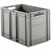 SSI SCHAEFER Straight Wall Tote: 22.1 gal, 23 3/4 in x 15 3/4 in x 16 5/8 in, Stacking Capable, Gray (MPN EF6420.GY1)