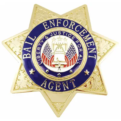 HEROS PRIDE Metal Badge: Bail Enforcement Agent - Star, 3 in x 3 in, Gold, Metal - Metallic Badges