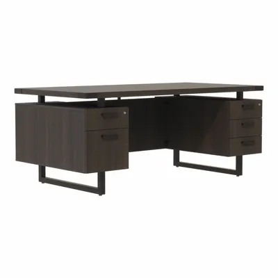 MIRELLA Office Desk: Black, 72 in Overall Wd, 36 in Overall Dp - Mirella Series - Desks