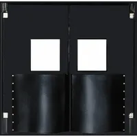 Swinging Door: Polyethylene, 2 Doors, Black, 8 ft Door Wd, 8 ft Door Ht, Window Included, 1 PR (MPN 9696XDBLA)