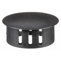 This locking nylon hole plug seals unused openings in panels or enclosures, protecting against dust, debris, and moisture. It fits a 0.63 in hole diameter, has a 0.72 in head diameter, and accommodates a 0.13 in panel thickness. The locking design ensures secure retention. Commonly used in electrical cabinets, machinery, and industrial equipment