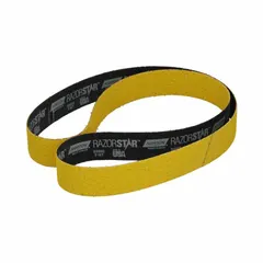 Ceramic abrasive belt with Y weight polyester backing for cool cutting on all metals. 36 grit for aggressive stock removal. Suitable for grinding and finishing steel, stainless steel, and other alloys in metalworking applications.