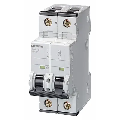 Siemens Supplementary Protector: 8 A Amps, 5kA at 400V AC, Screw Clamp, 5SY6, 400V AC - C-Curve, 2-Pole UL1077 DIN Rail-Mount Supplementary Protectors