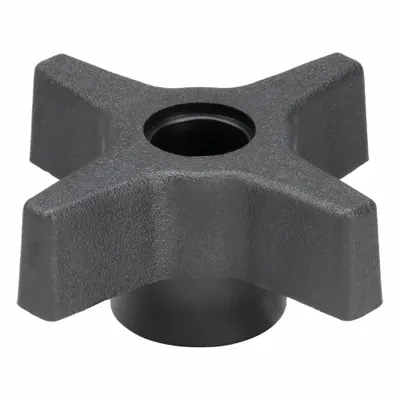 INNOVATIVE COMPONENTS Hand Knob: 4 Point, Plastic w/ Steel Thread, 3/8"-16 Thread - 4-Arm Knobs with Threaded Through-Hole