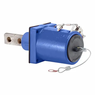 LEVITON Single Pole Receptacle: Blue, Straight 45° Clevis Pin Mating, Two-Hole Bus Bar Termination - Receptacles with Bus Bar Terminations