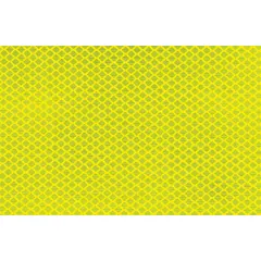 This fluorescent lime reflective tape is designed for vehicle marking applications, such as on emergency vehicles. It features an acrylic adhesive and measures 6 inches wide by 50 yards long. The tape provides high-visibility reflectivity for safety compliance.