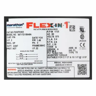 LEESON General Purpose Motor: C-Face/Universal Mount, Open Drip Proof, 2 hp, 575V AC - Leeson Flex-In-1 3-Phase General Purpose AC Motors