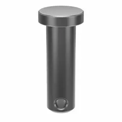 Standard clevis pin with 1/4 in diameter and 51/64 in shank length, made of steel with plain finish. Supplied in a 25-pack. Used with a clevis to form a pivot joint in linkages, actuators, and machinery.