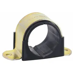 This vibration-dampening strap clamp is constructed from galvanized steel and designed to secure 4 in copper tubing with a maximum outside diameter of 4 1/8 in. It reduces vibration and noise in piping systems, commonly used in HVAC, refrigeration, and process piping applications.