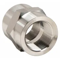 This straight pipe fitting is designed for extreme pressure instrumentation systems, connecting two pipes or tubes in a straight line. Made from 316 stainless steel, it accommodates 3/4 in x 3/4 in pipe sizes and has a maximum operating pressure of 4,300 psi. Typical applications include hydraulic, pneumatic, and process control systems requiring high-pressure integrity