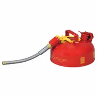 EAGLE Type II Safety Can with 1 gallon capacity, red finish, and includes a 5/8 in OD hose. Designed for safe storage and dispensing of flammable liquids in industrial settings such as maintenance, chemical processing, and manufacturing facilities