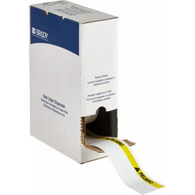BRADY Pre-Cut Label Stock Roll: Peligro, 2 in x 4 1/8 in, 4 1/8 in x 2 in, Vinyl - Brady Peligro Precut Label Rolls